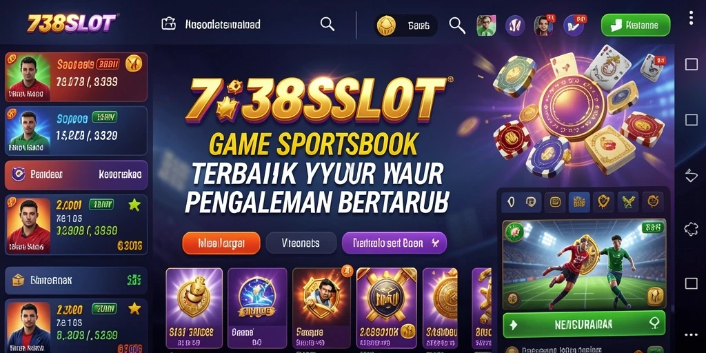 Screenshot 738SLOT menunjukkan tampilan antarmuka yang menarik dan informatif dari aplikasi Sportsbook.