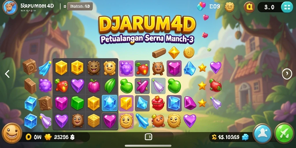 Gameplay seru dalam DJARUM4D, tampilkan kombinasi match-3.