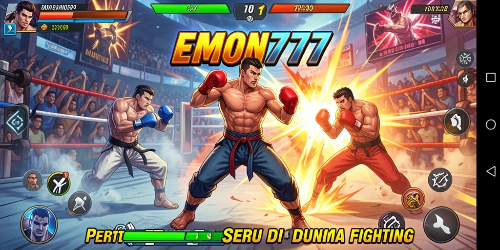 Screenshot gameplay EMON777 menampilkan aksi pertarungan mendebarkan.