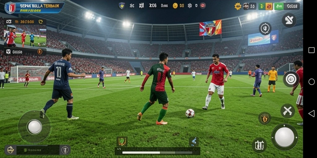 Tampilan gameplay G668 yang mendebarkan dalam pertandingan sepak bola.