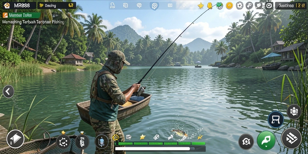 Tampilan gameplay yang memukau dari MR888 saat menangkap ikan.