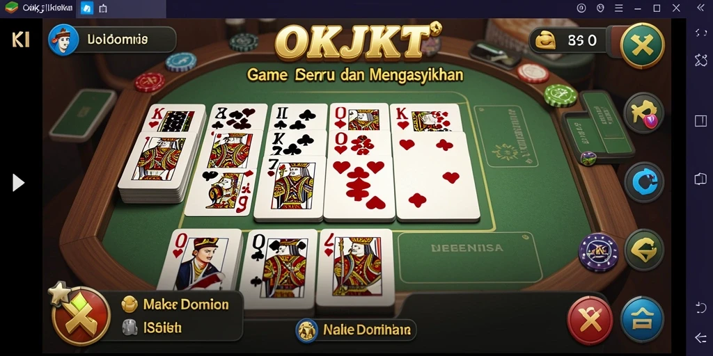 Tampilan gameplay seru dalam permainan Domino OKJKT.