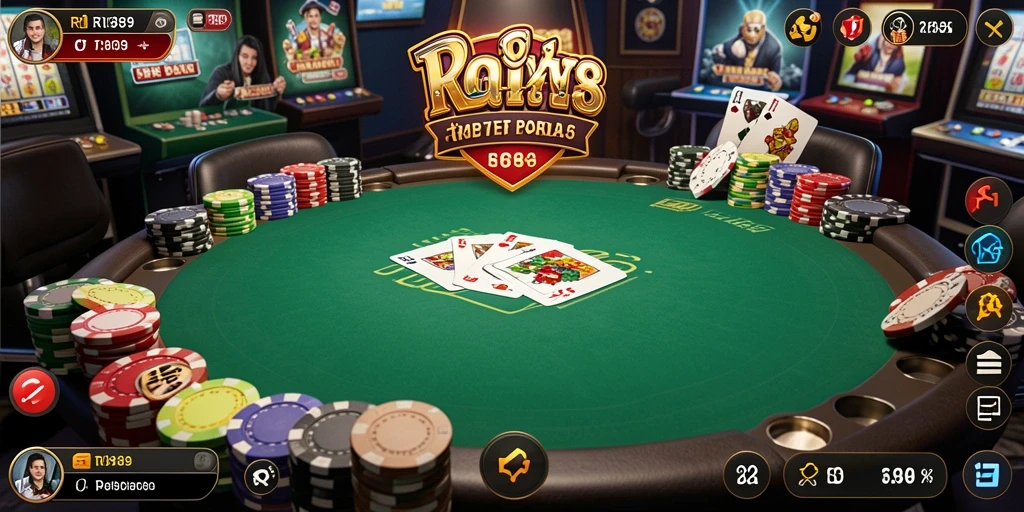 Tampilan screenshot utama RI889 menampilkan gameplay Poker yang seru dan mendebarkan.