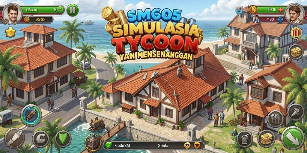Tampilan gameplay SM605 yang menarik dengan elemen Tycoon.