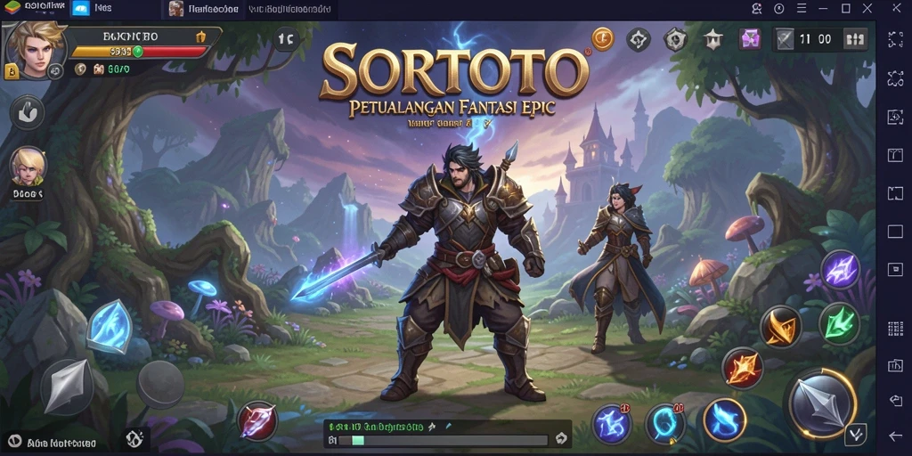 Screenshot menunjukkan pertarungan epik dalam permainan RPG SORTOTO.