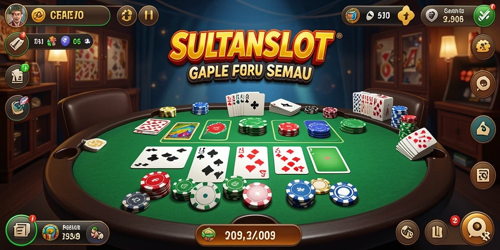 Tampilan gameplay SULTANSLOT yang seru dan menegangkan saat bermain gaple.