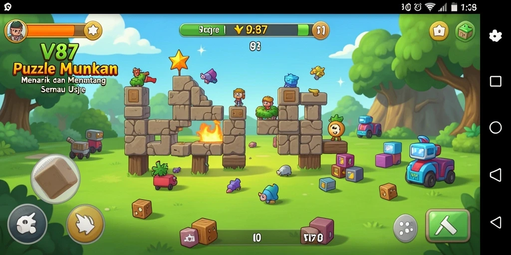 Tangkapan layar utama V87 menunjukkan gameplay Puzzle yang menarik.