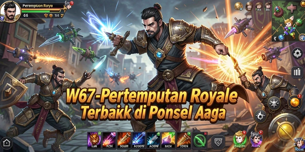 Tampilan gameplay menegangkan W67 dengan aksi Battle Royale intens.