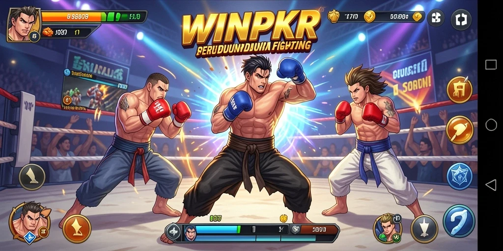 Screenshot gameplay WINPKR menampilkan pertarungan yang mendebarkan dan grafis yang luar biasa.