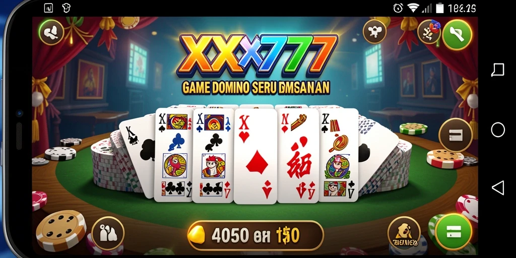 Tangkapan layar utama XXX777 menampilkan gameplay Domino yang seru.