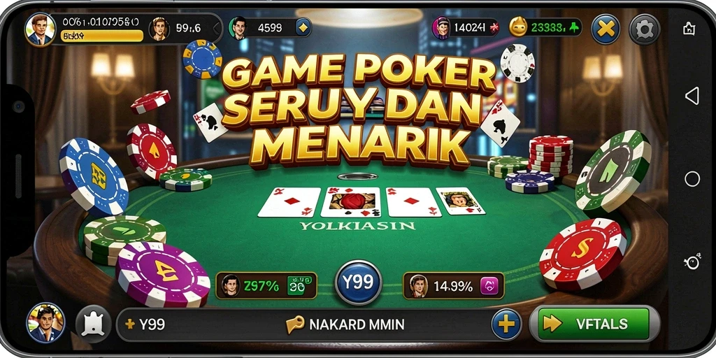 Screenshot gameplay Y89 menunjukkan aksi mendebarkan di meja poker.